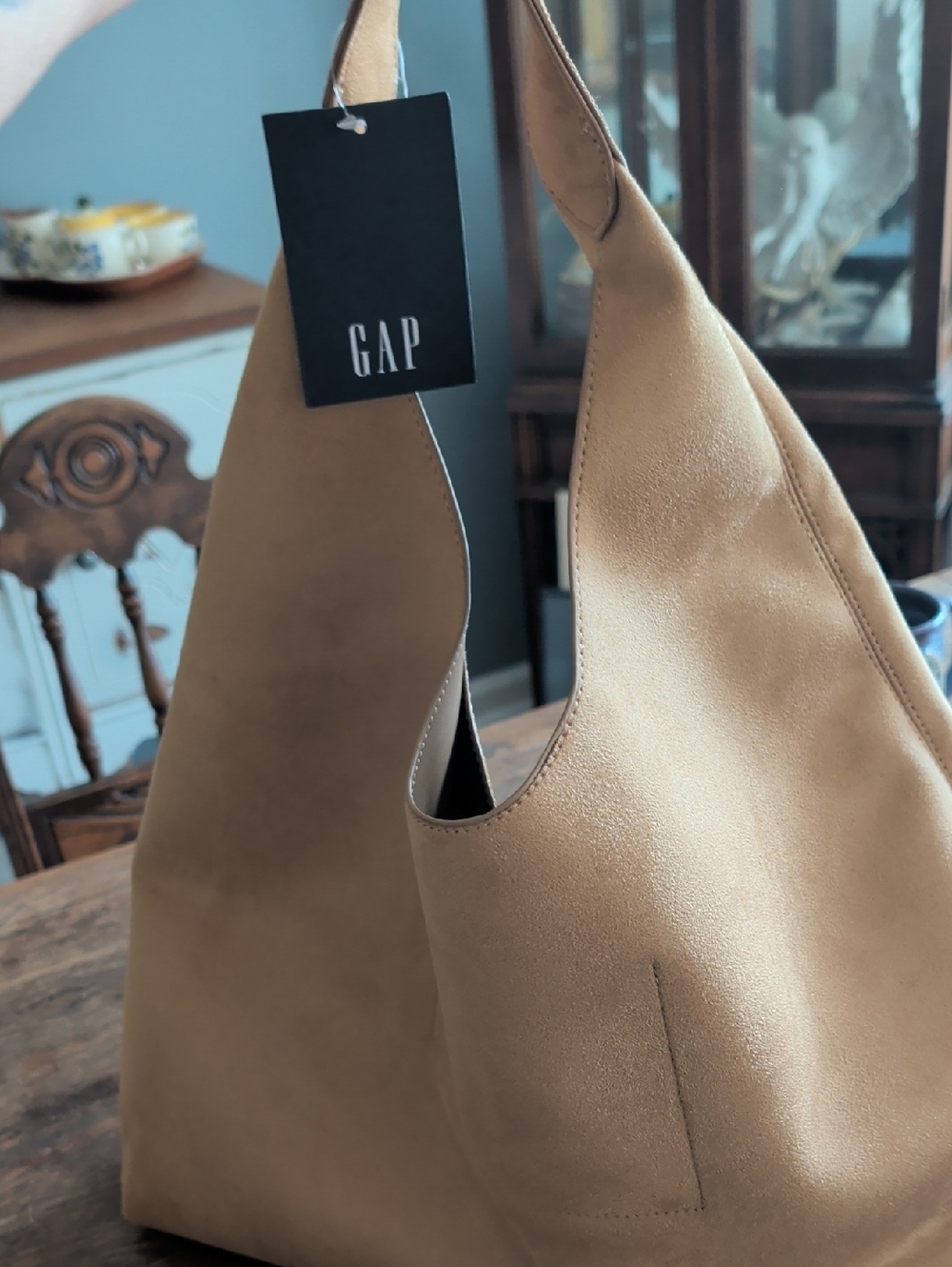 GAP Tan Suede-Look Shoulder Hobo Bag
